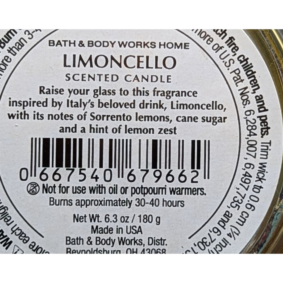 Bath & Body Works Limoncello Scented Candle 6.3 Oz Lemon Zest & Cane Sugar