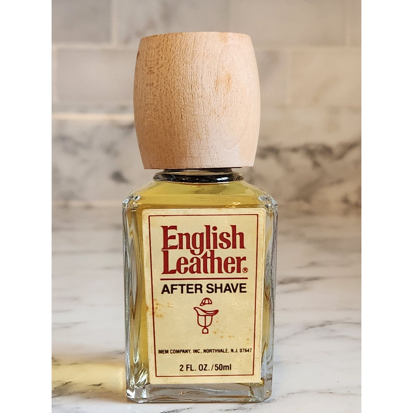 Mem English Leather After Shave 2 Fl. Oz. 50ml With Wooden Cap