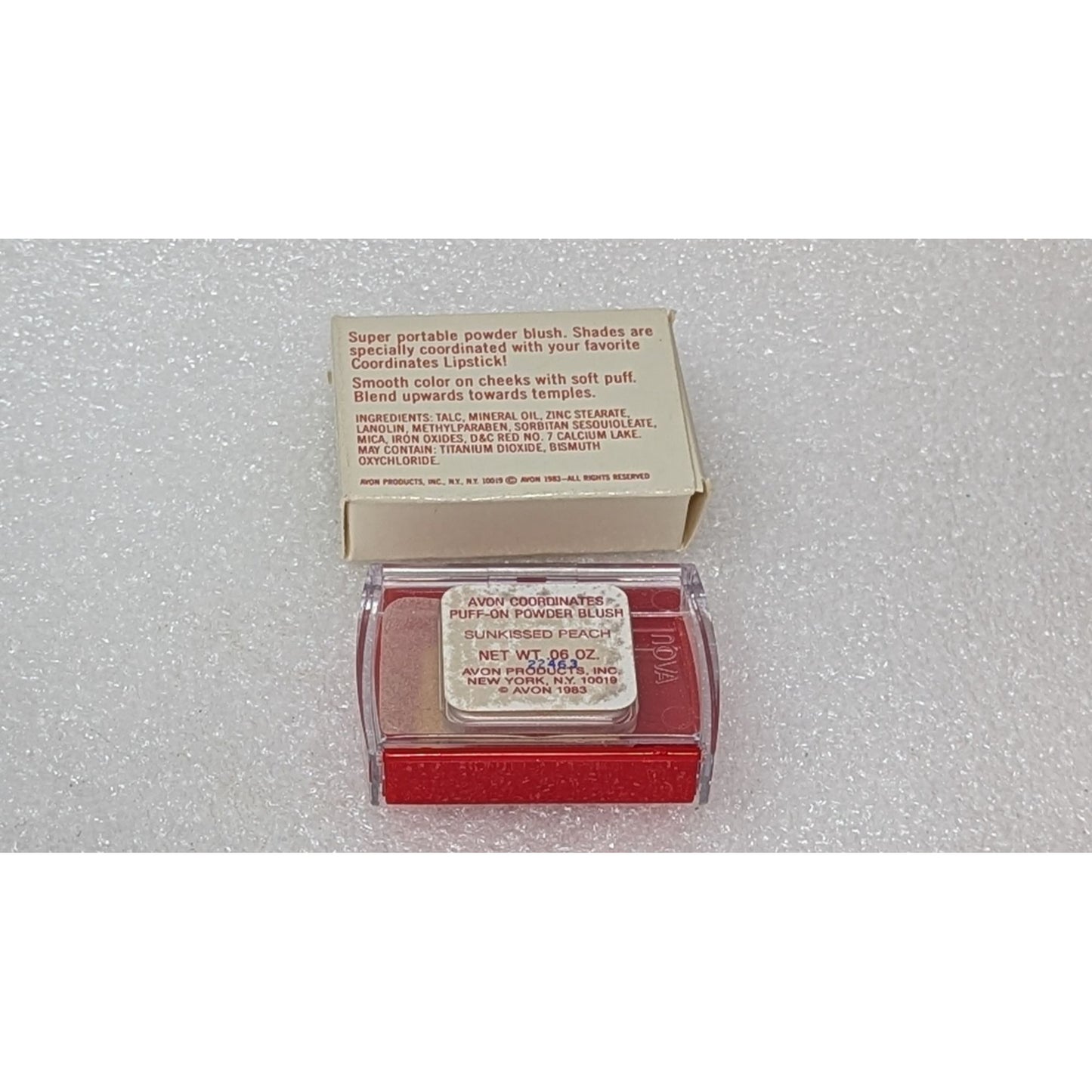 Vintage Avon Coordinates Puff-On Powder Blush Sunkissed Peach .06 Oz New In Box