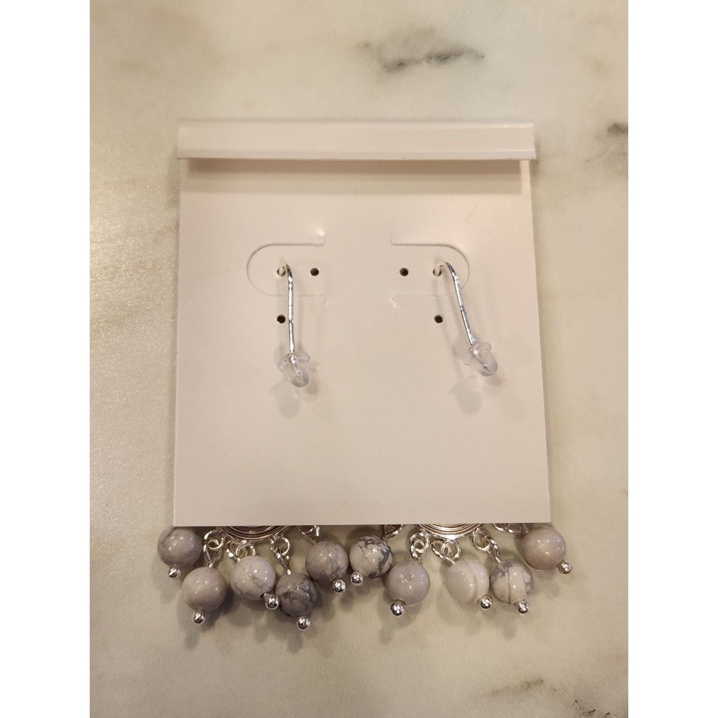 Sterling Silver Spiral Drop Earrings With Marble Beads