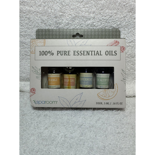 Sparoom 100% Pure Essential Oils 4-Pack: Orange Cinnamon Peppermint Eucalyptus