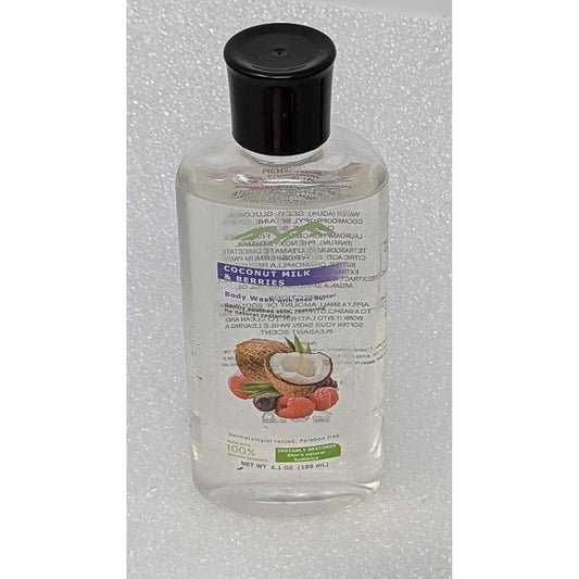 Purelis Coconut Milk & Berries Body Wash 6.1Oz Dermatologist Tested Paraben Free