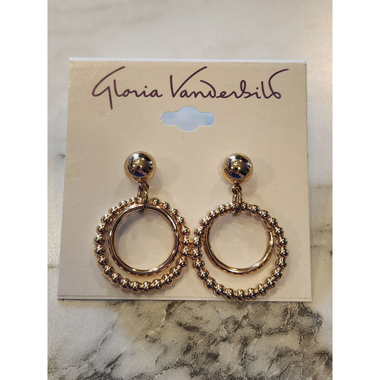 Gloria Vanderbilt Gold-Tone Double Hoop Earrings With Beaded Detail