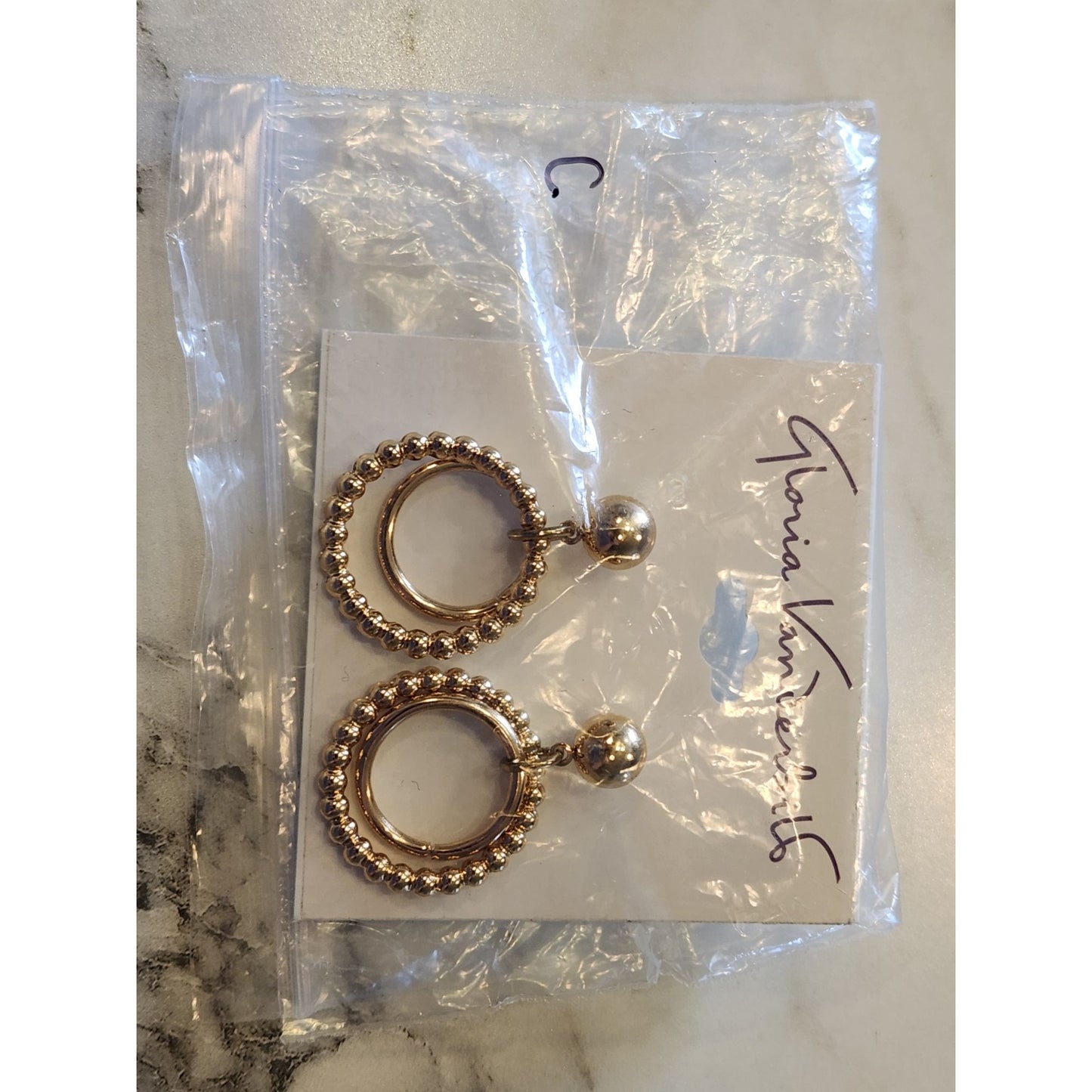 Gloria Vanderbilt Gold-Tone Double Hoop Earrings With Beaded Detail