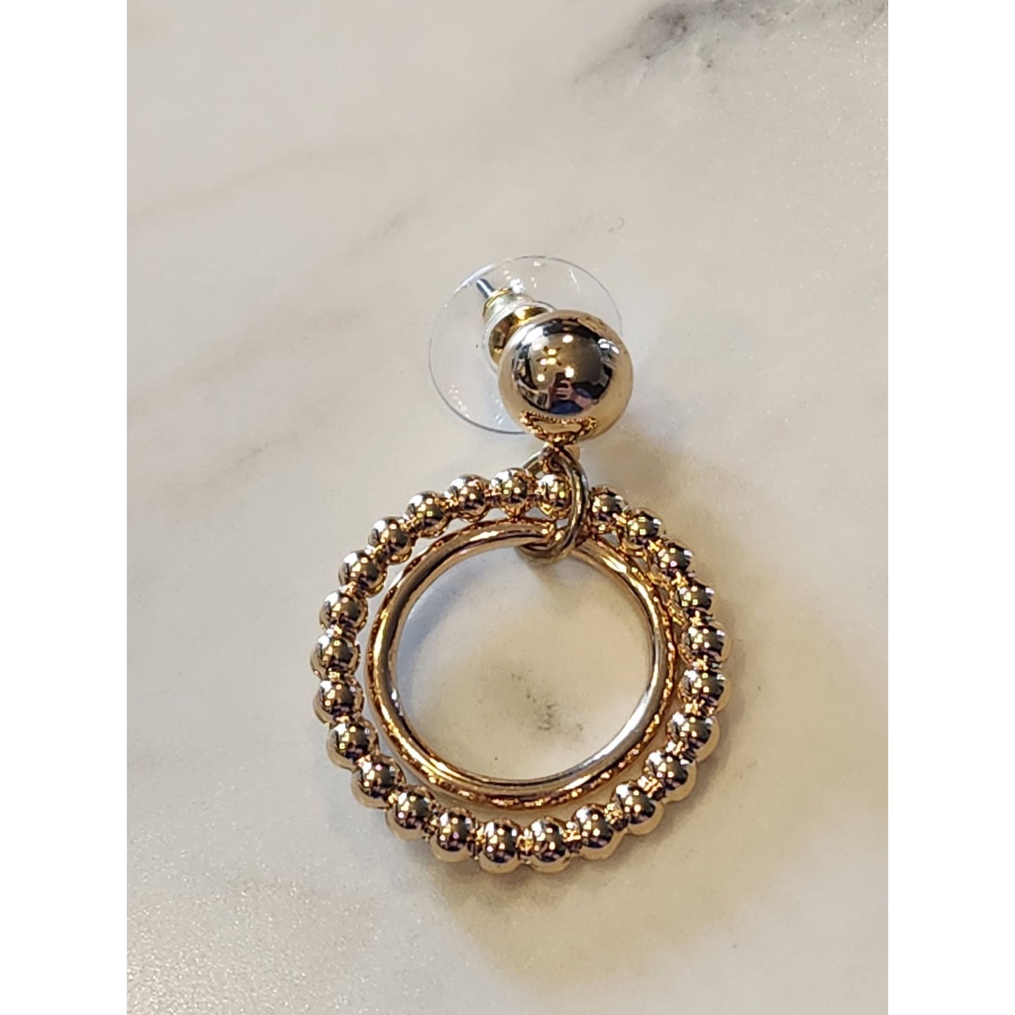 Gloria Vanderbilt Gold-Tone Double Hoop Earrings With Beaded Detail