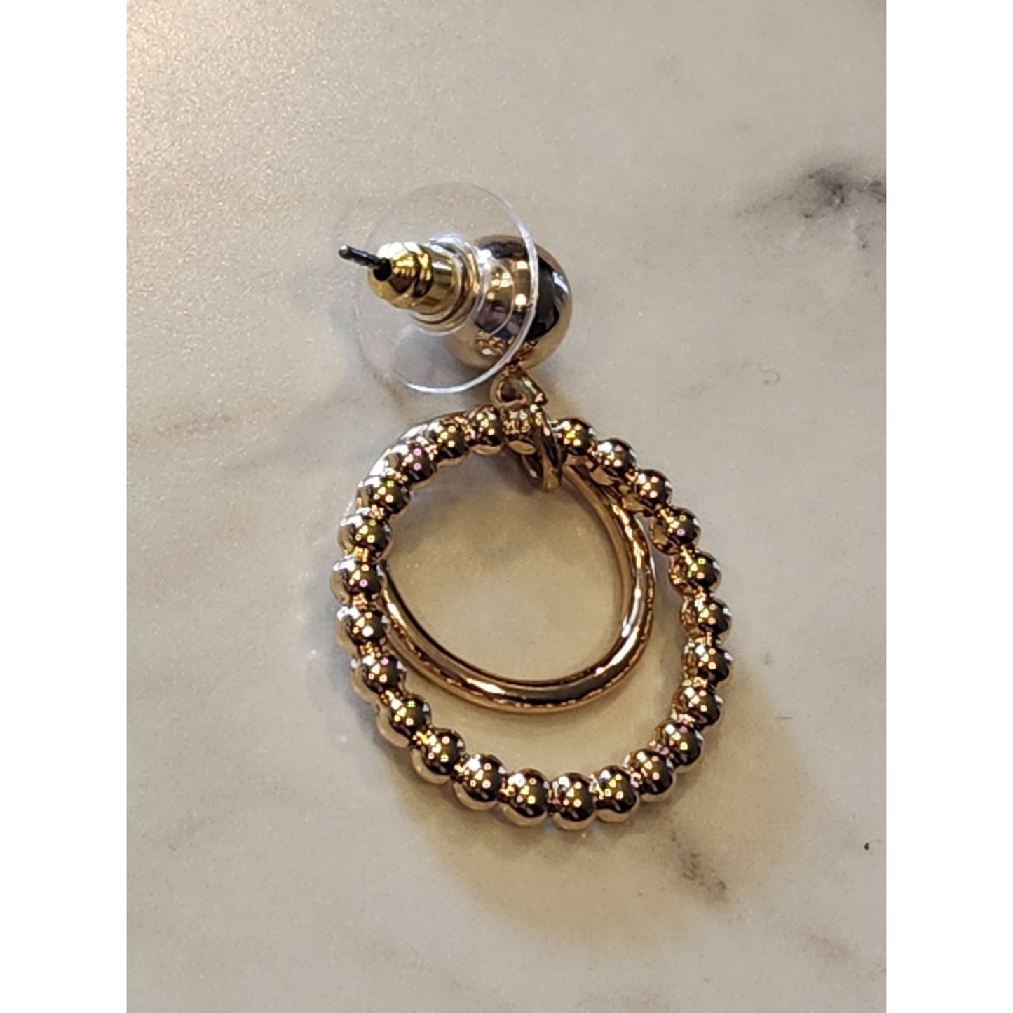 Gloria Vanderbilt Gold-Tone Double Hoop Earrings With Beaded Detail