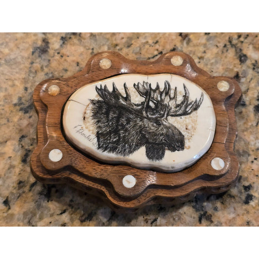 Vintage Handcrafted Moose Belt Buckle By C. Choulee 90 Made In Alaska