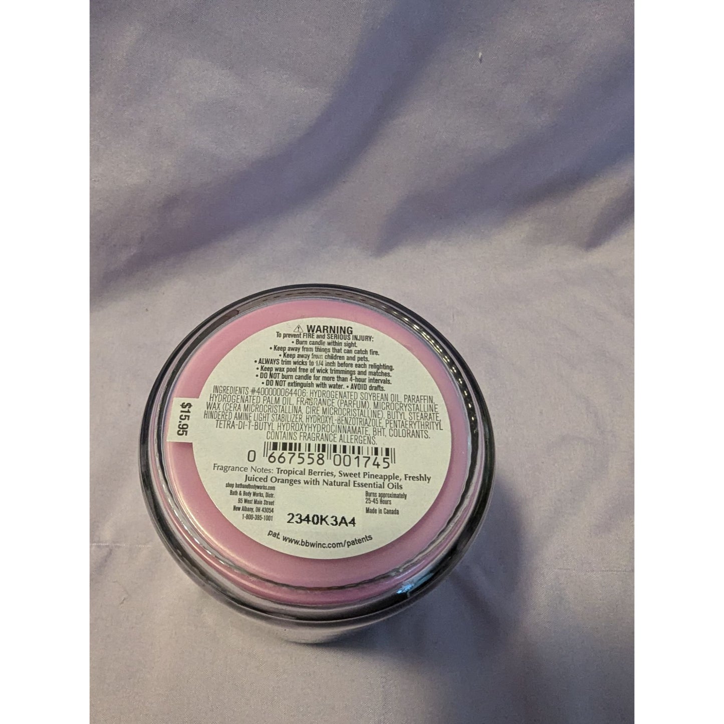 Bath & Body Works Berry Fruit Punch Scented Mason Candle 7 Oz Essential Oils