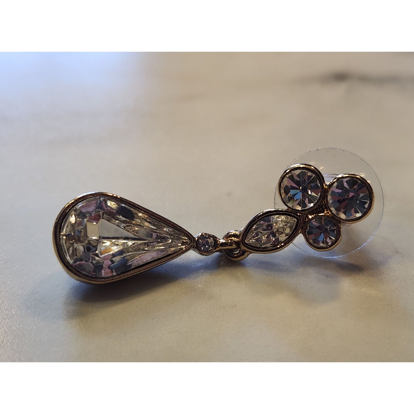 Napier Gold-Tone Drop Earrings With Clear Crystals For Women