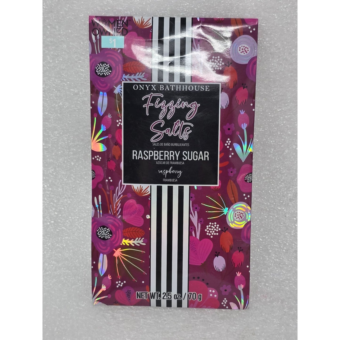 Onyx Bathhouse Raspberry Sugar Luxury Bath Fizzing Salts  2.5 Oz  70 g