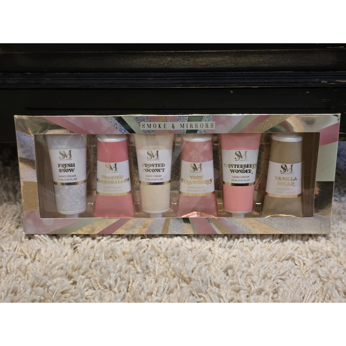 Smoke & Mirrors 6 Pc Hand Cream Gift Set Fresh Snow Marshmallow Coconut 2.54 oz