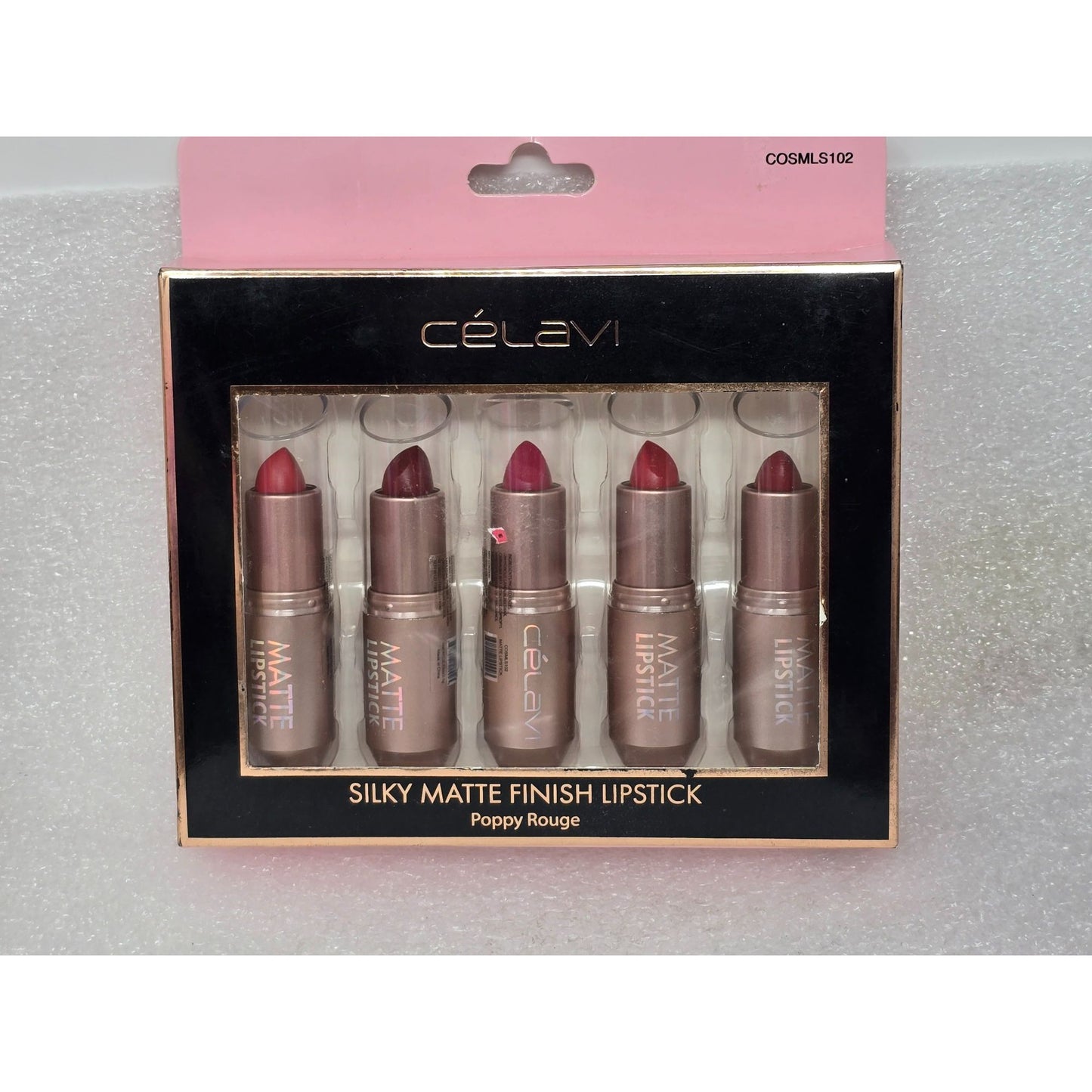 Célavi Silky Matte Finish Lipstick Set Poppy Rouge 5 Shades Long-Lasting