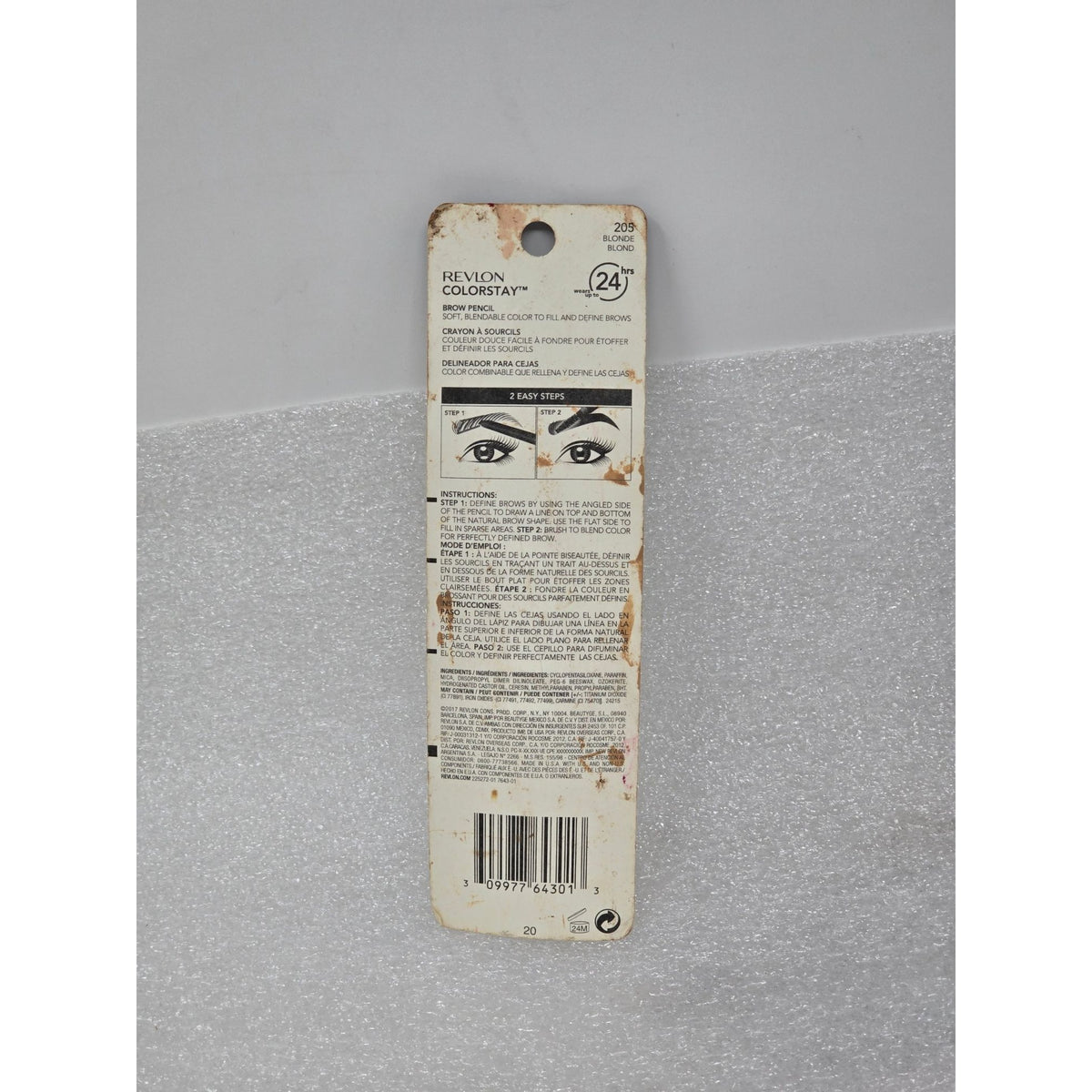 Revlon Colorstay Waterproof Brow Pencil Blonde 205 W/ Brush 24-Hour Wear Eyebrow