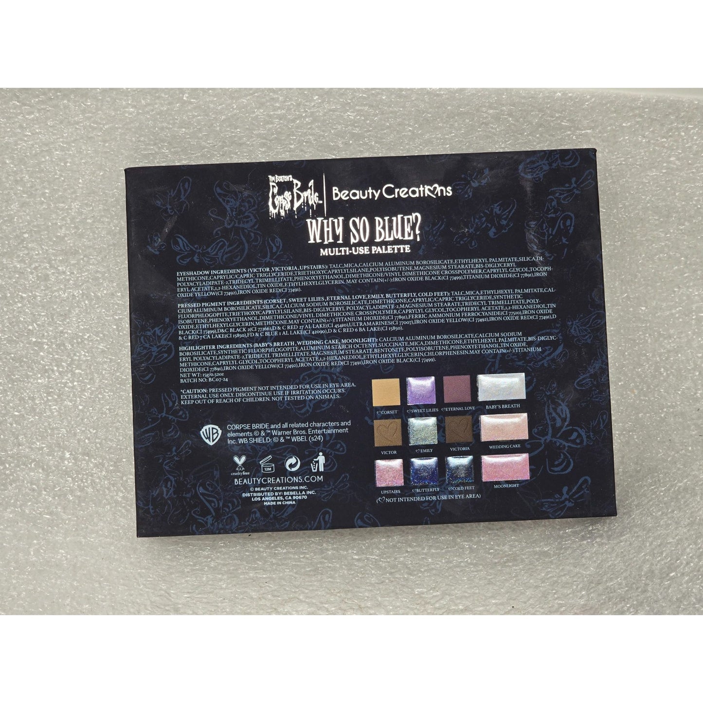 Tim Burton Corpse Bride Beauty Creations Why So Blue Multi-Use Palette 12 Shades