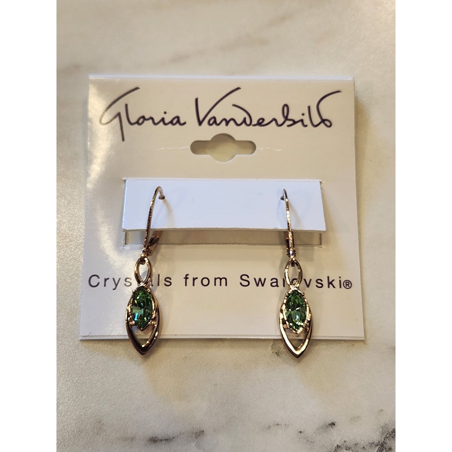 Gloria Vanderbilt Gold-Tone Green Crystal Drop Earrings With Swarovski Elements