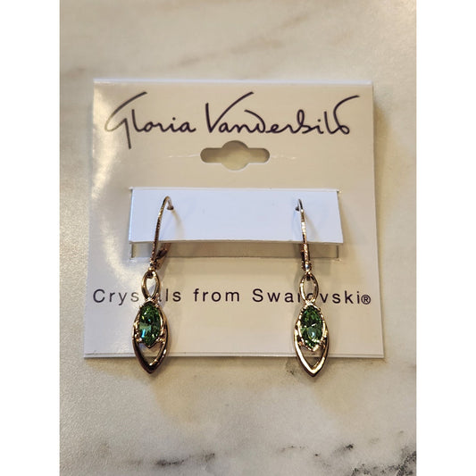 Gloria Vanderbilt Gold-Tone Green Crystal Drop Earrings With Swarovski Elements