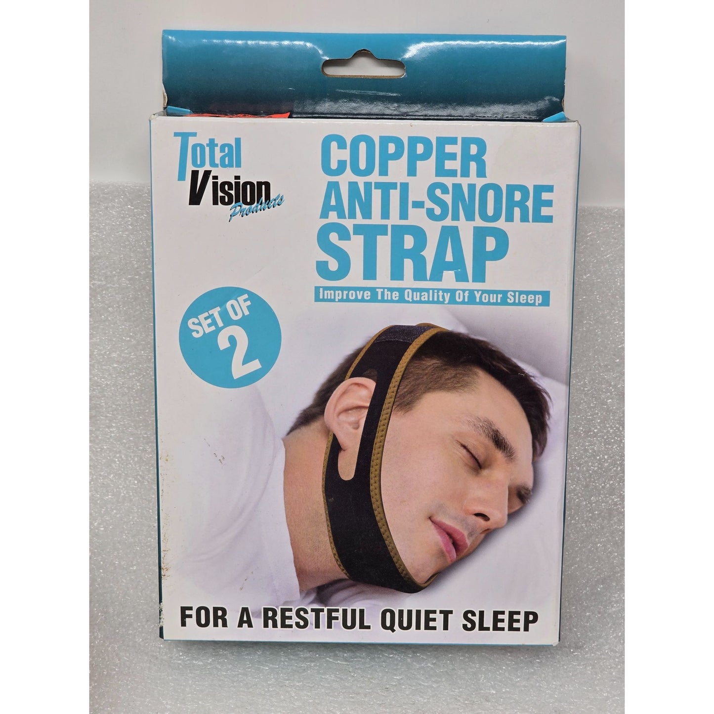 Copper Anti-Snore Strap Total Vision Set Of 2 Adjustable Velcro Fit Breathable