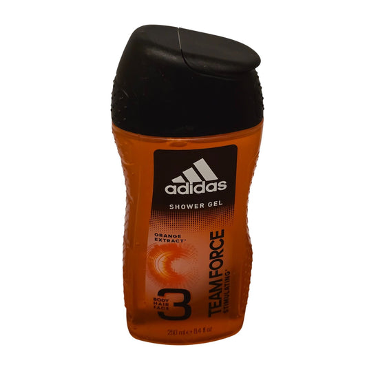 Adidas Team Force Shower Gel 250ml Orange Extract Hydrating For Body Face & Hair