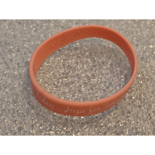 Support Awareness Peach Silicone Wristband "Help For Today... Hope For Tomorrow"