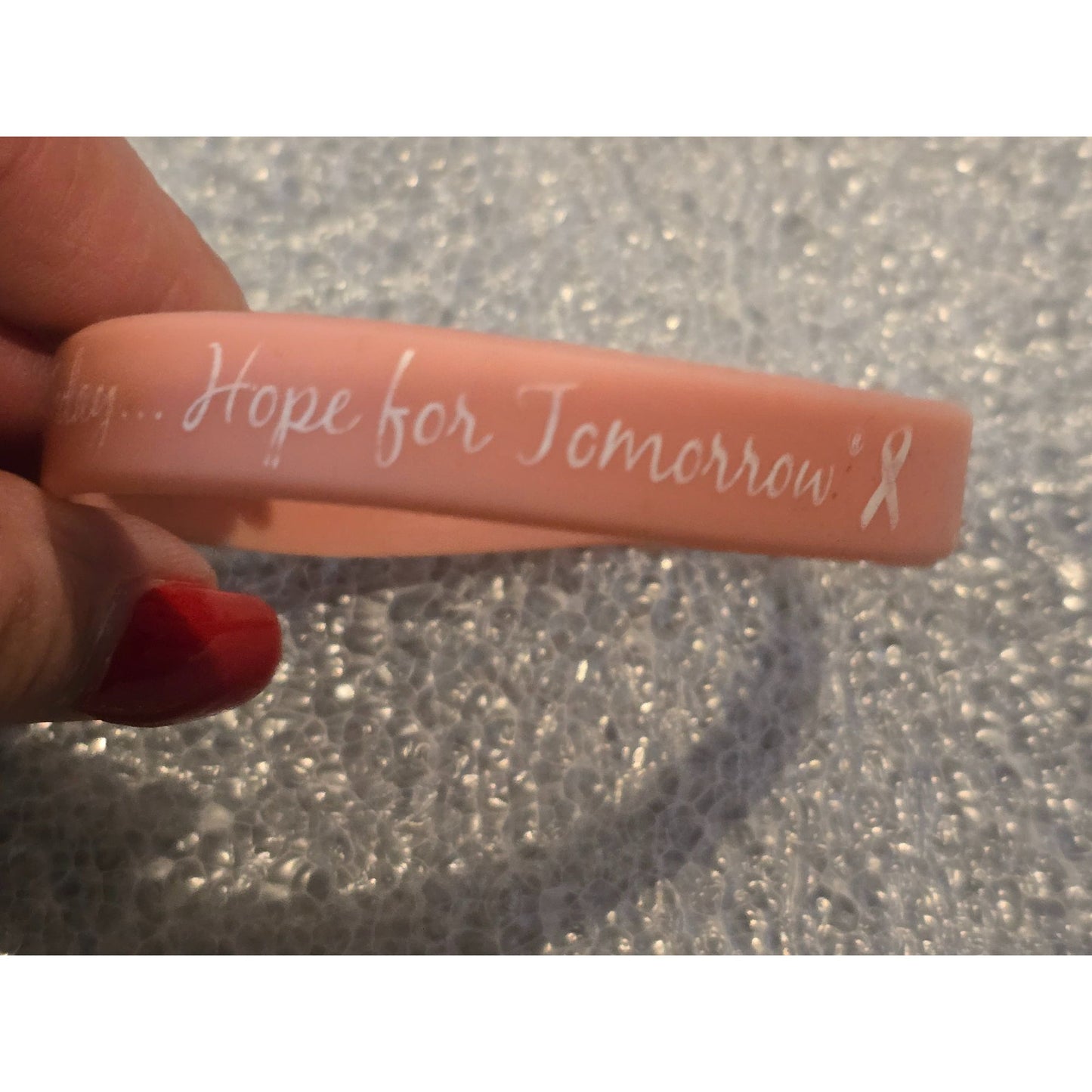 Support Awareness Peach Silicone Wristband "Help For Today... Hope For Tomorrow"
