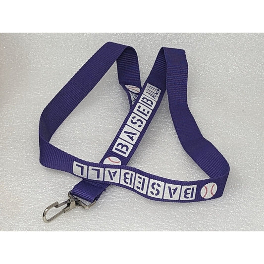 Baseball Lanyard Keychain Ticket Badge Holder Purple