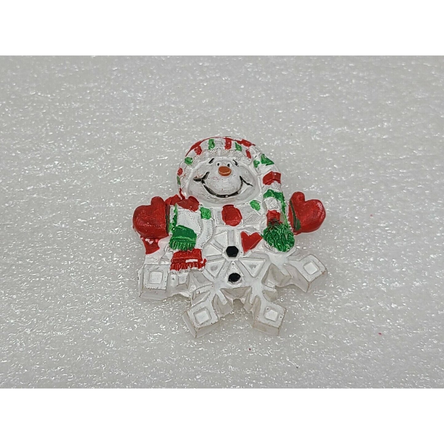 Vintage Snowman Snowflake Christmas Brooch Pin