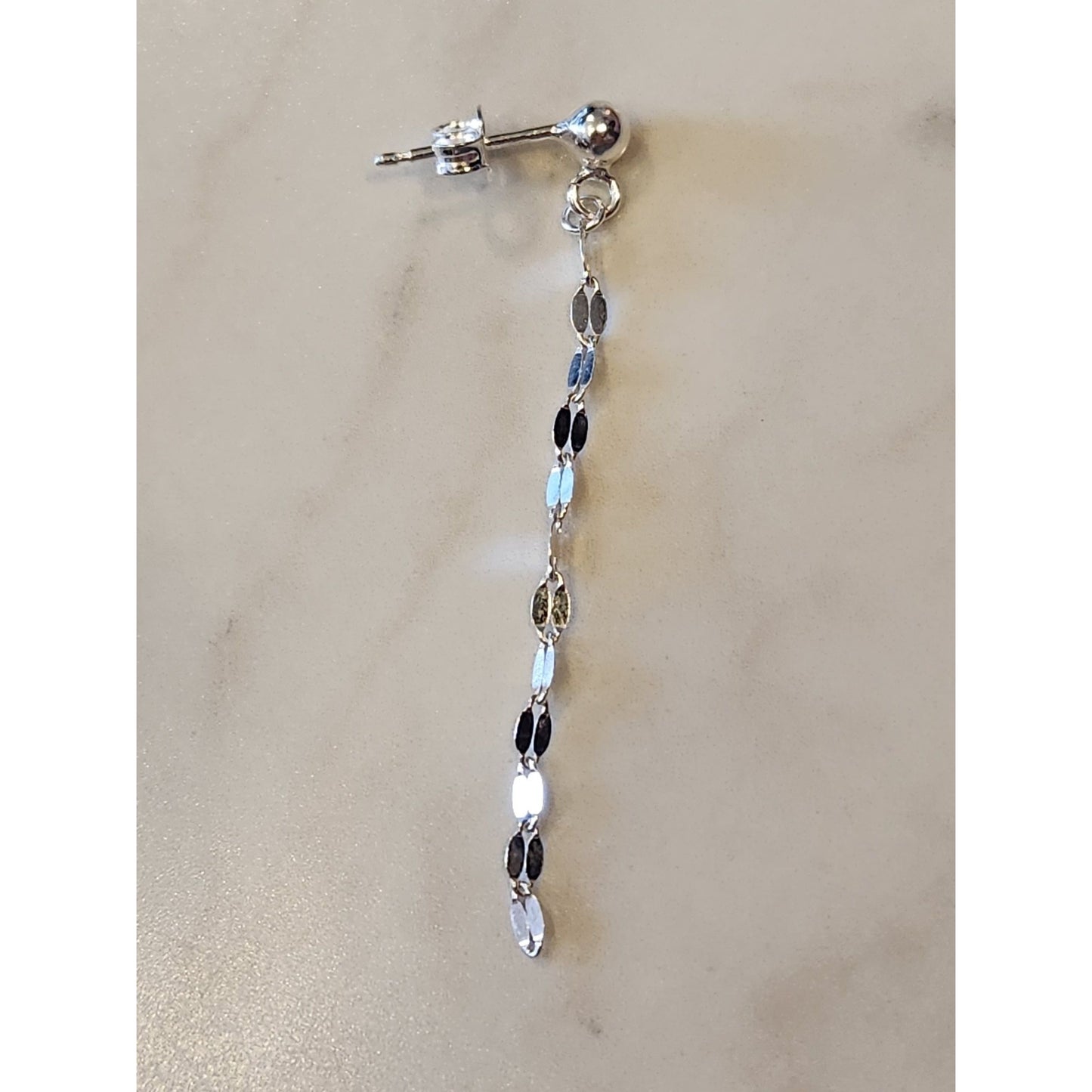 Sterling Silver Dangling Oval Link Earrings