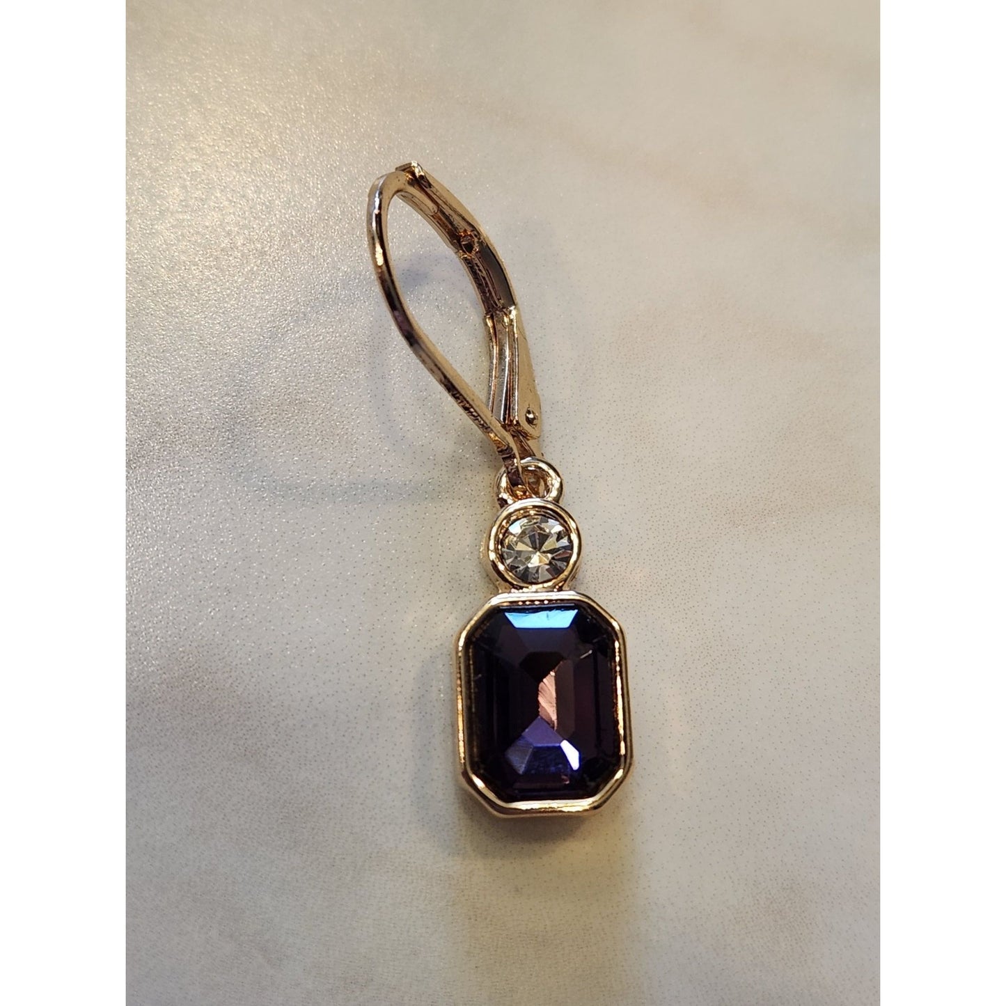 Anne Klein Gold-Tone Drop Earrings With Purple & Clear Crystals