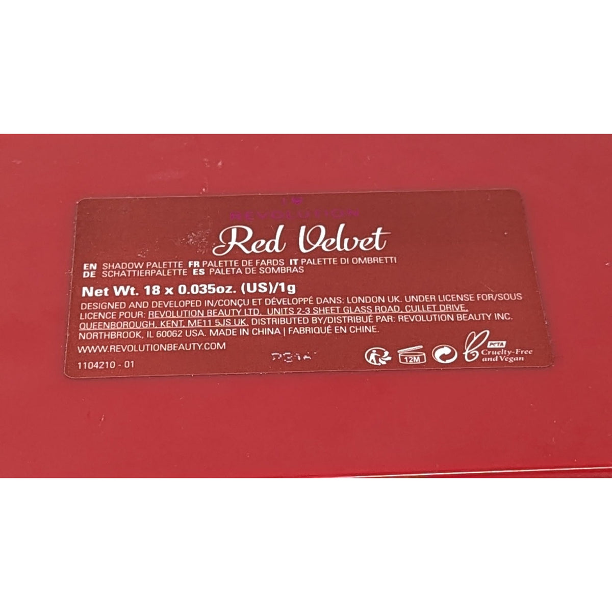 Revolution Red Velvet Eyeshadow Palette 18 Shades Vegan & Cruelty-Free