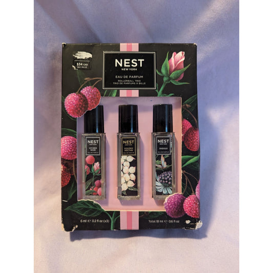 Nest Eau De Parfum Rollerball Trio Set Lychee Rose Golden Nectar Indigo 3 X 6ml