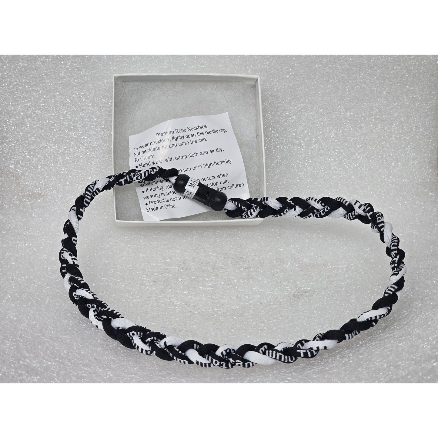 Titanium Rope Necklace Black & White Lightweight Durable Sports Accessory