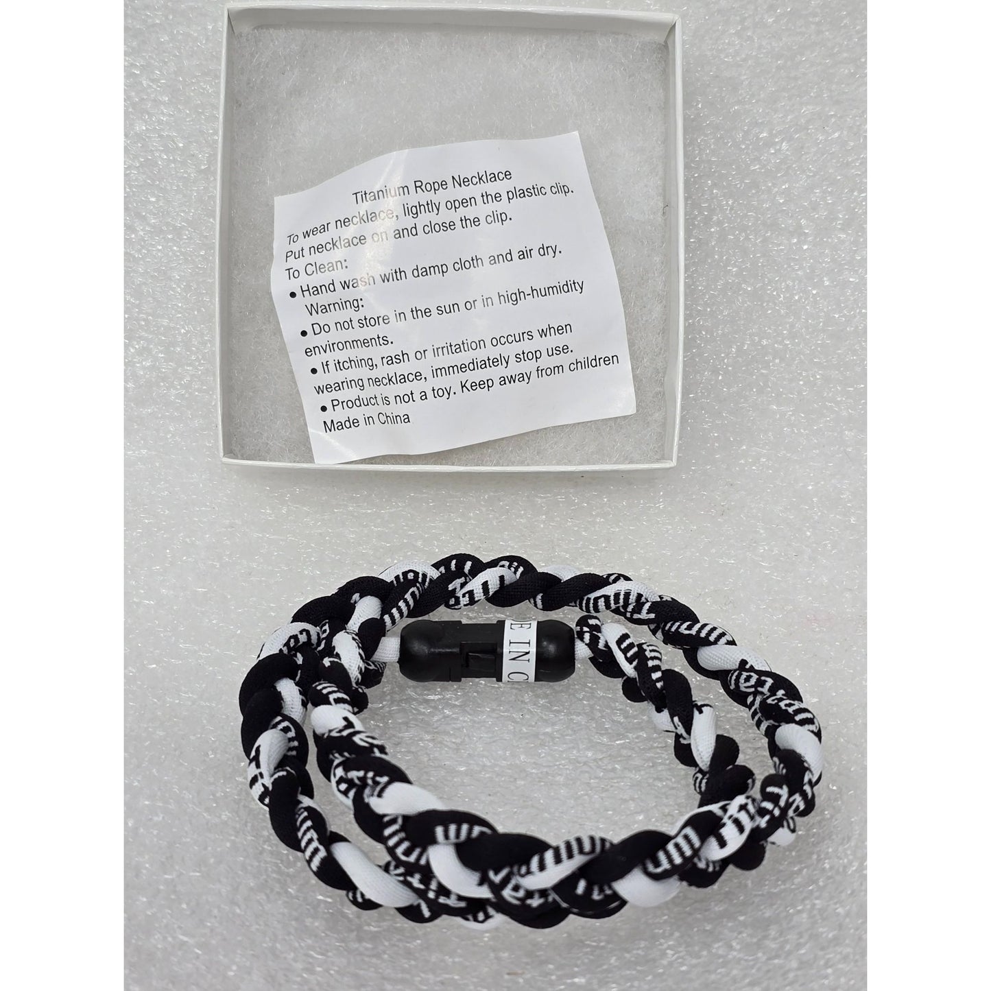 Titanium Rope Necklace Black & White Lightweight Durable Sports Accessory