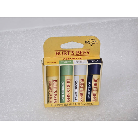 Burt's Bees Assorted Lip Balm Set Beeswax Cucumber Mint Coconut & Pear Vanilla