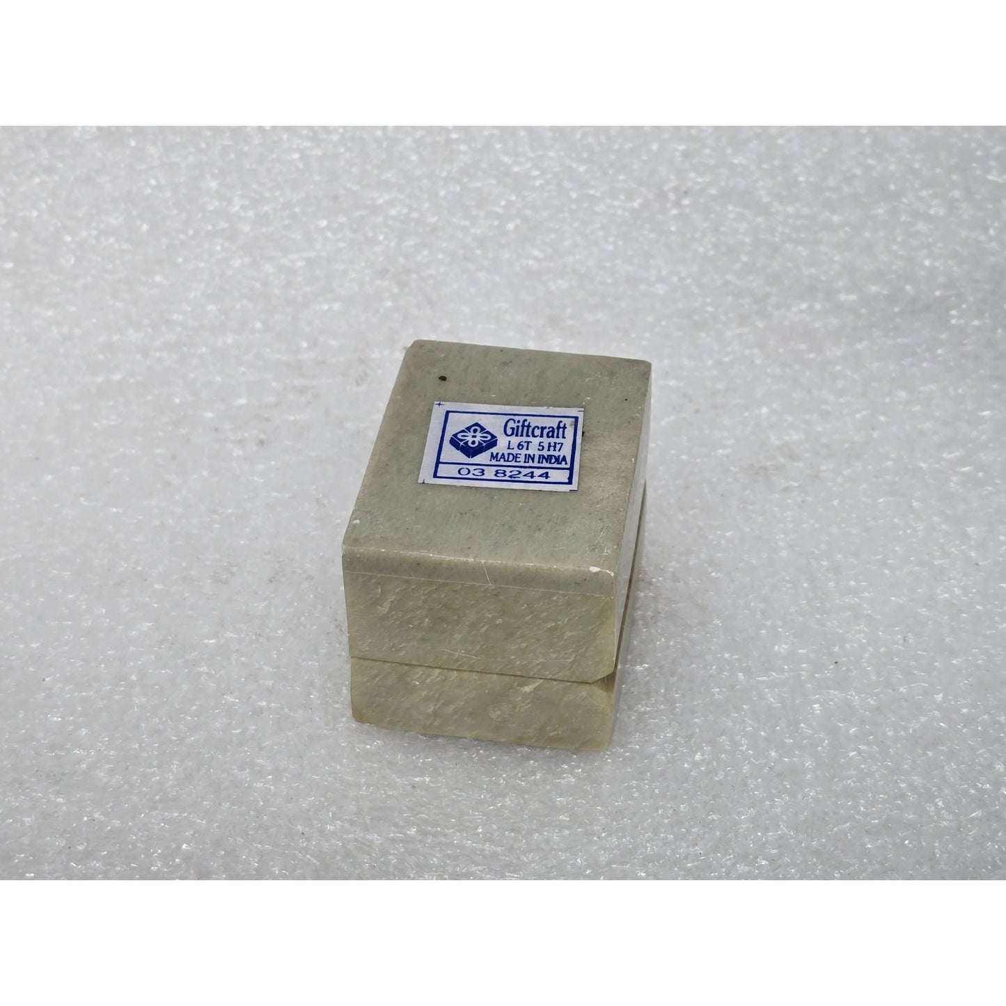 Giftcraft Soapstone Trinket Box Inlaid Mother of Pearl Floral Design India