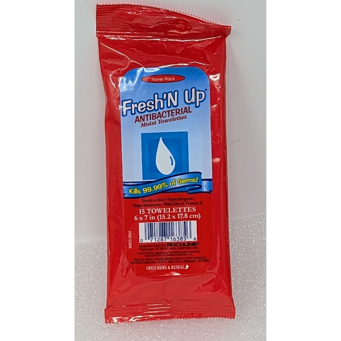 Fresh'N Up Antibacterial Moist Towelettes Travel Pack 15 Count