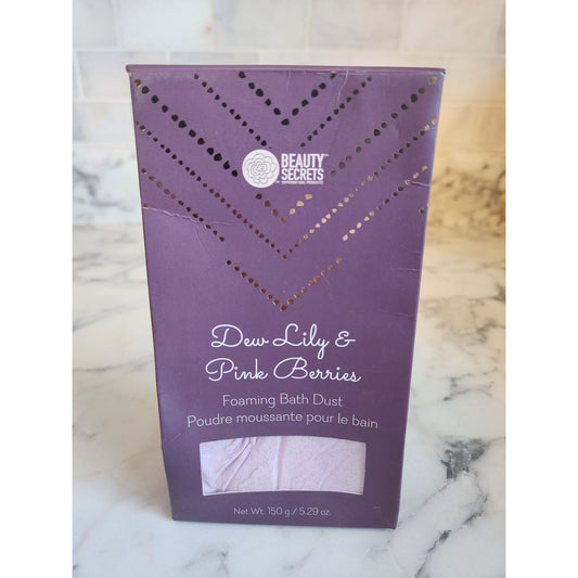 Beauty Secrets Dew Lily Pink Berries Foaming Bath Dust Indulgent Soak Soft Foam