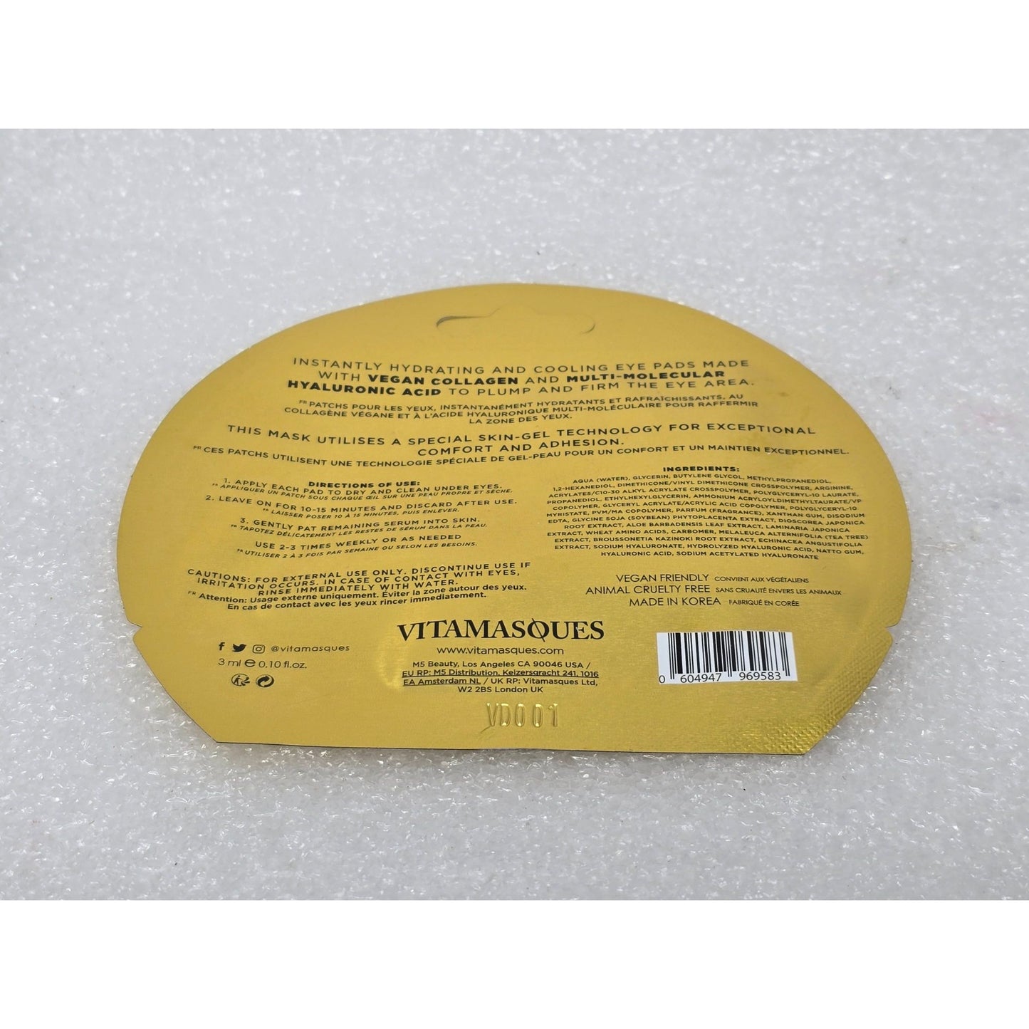 Vegan Collagen Eye Brighten & Firm Mask 3ml By Vitamasques