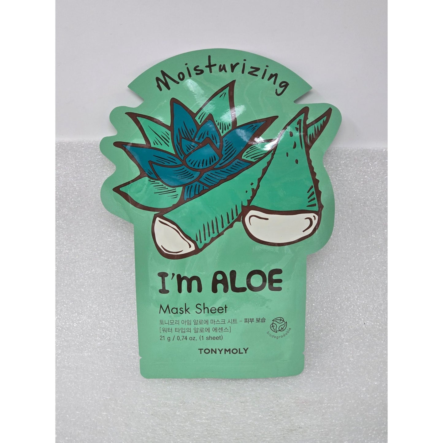 TonyMoly Im Aloe Moisturizing Face Mask Sheet Skin Hydration With Aloe Vera Leaf