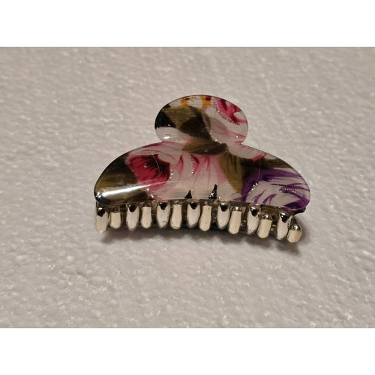 Floral Hair Claw Clip With Spring Mechanism For Women