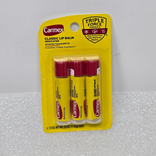 Carmex Classic Lip Balm Medicated SPF 15 3-Pack