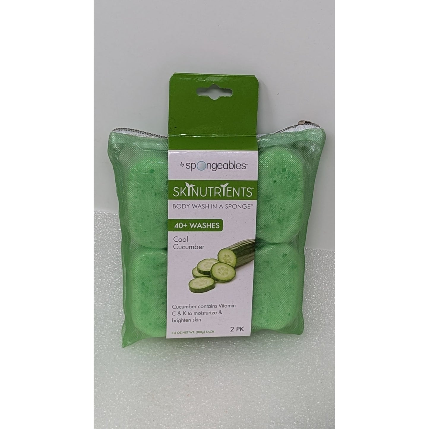 Spongeables Skintutrients Body Wash In A Sponge Cool Cucumber 2 Pack