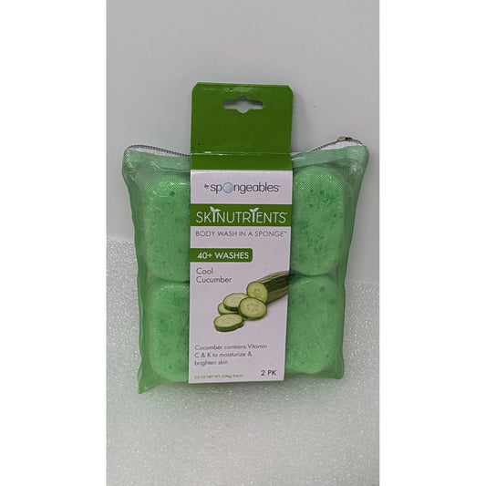 Spongeables Skintutrients Body Wash In A Sponge Cool Cucumber 2 Pack