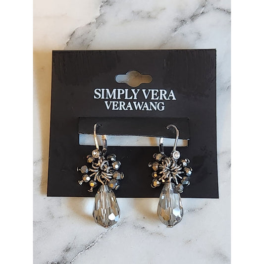Simply Vera Vera Wang Silver-Tone Crystal Drop Earrings With Clustered Beads