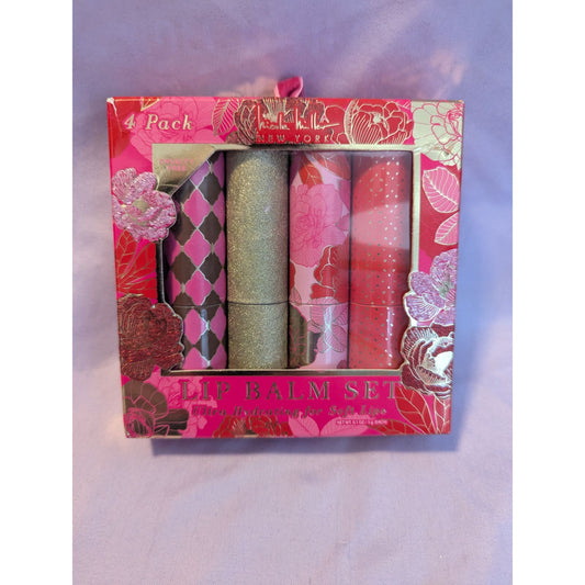 Nicole Miller New York Lip Balm Set 4-Pack Lavender Almond Citrus Vanilla