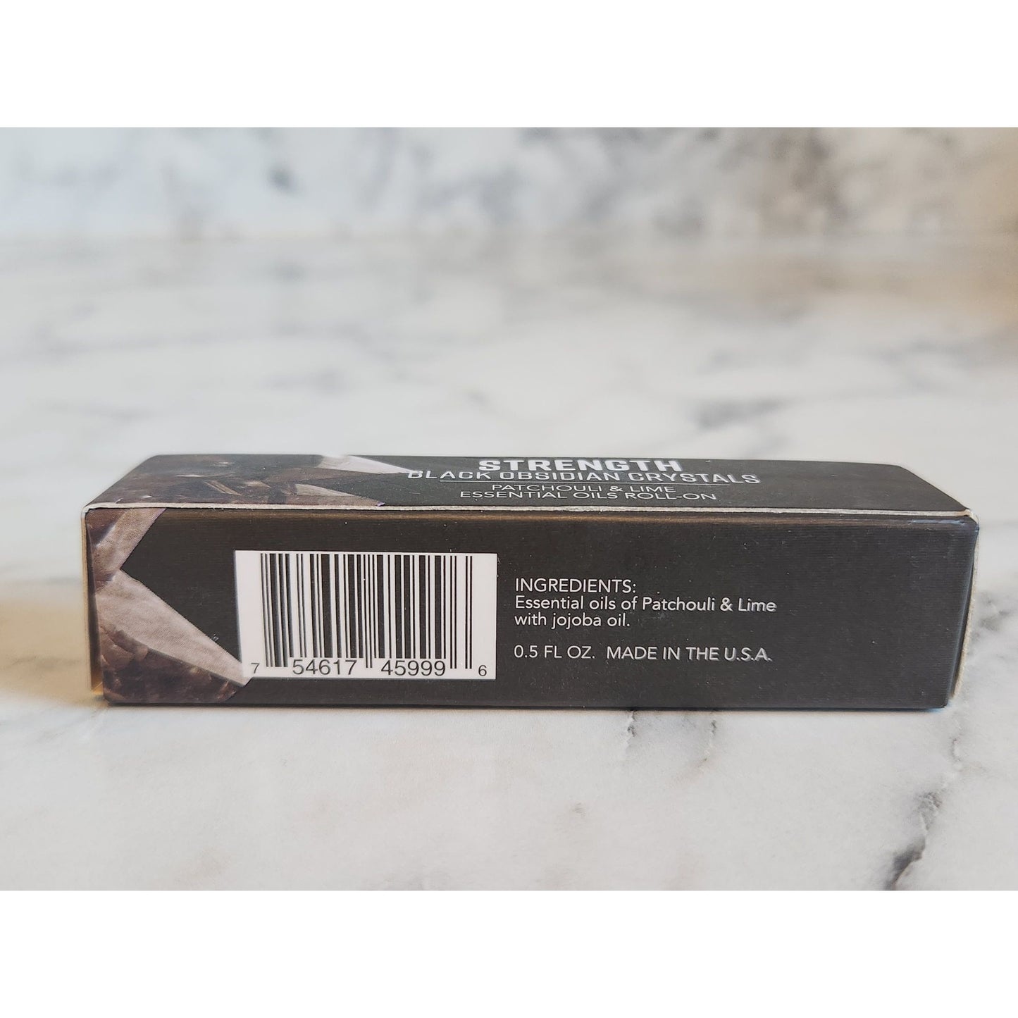 Strength Black Obsidian Crystals Patchouli & Lime Essential Oils Roll On 0.5 Oz