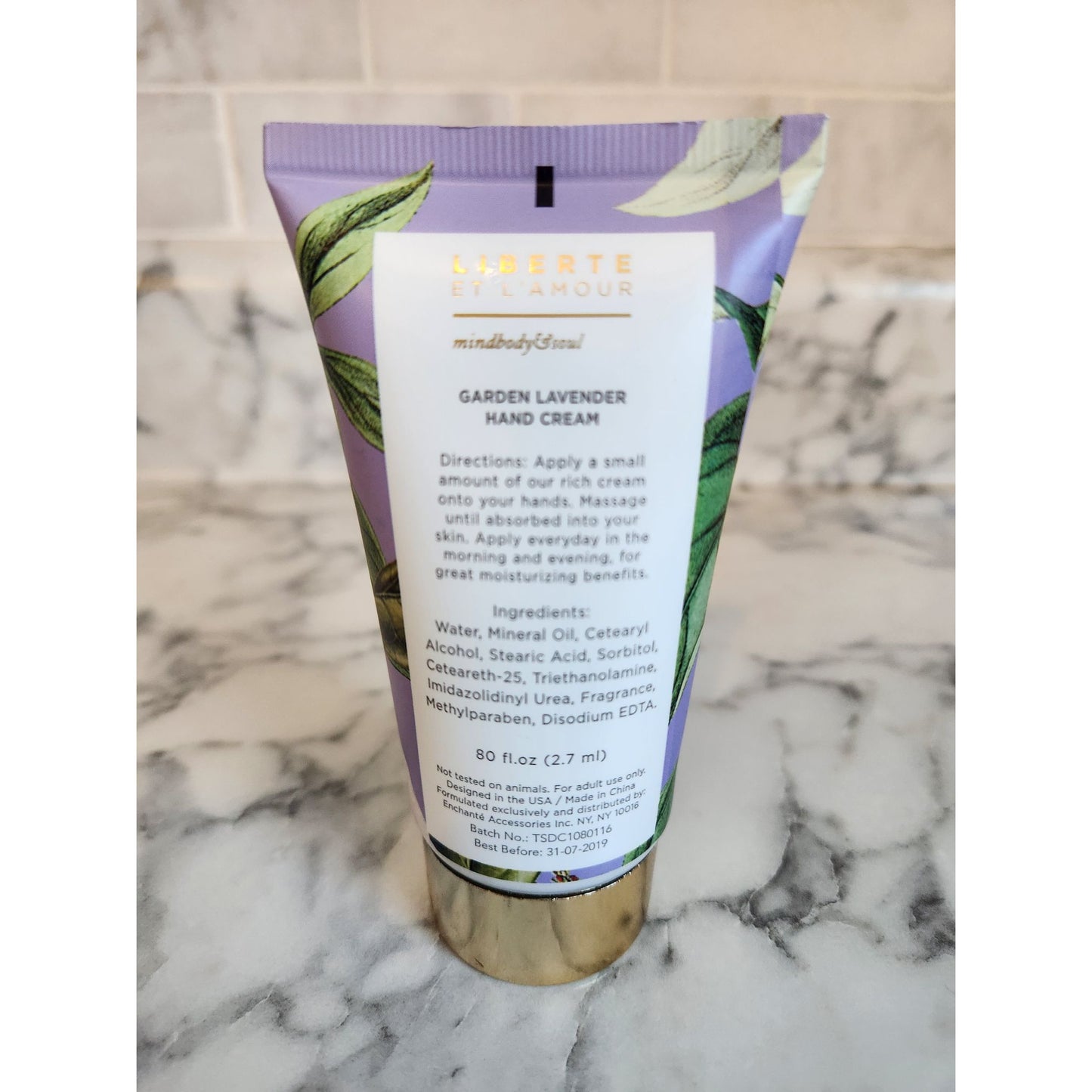 Liberte Et LAmour Garden Lavender Hand Cream Calming Floral Scent Moisturizer