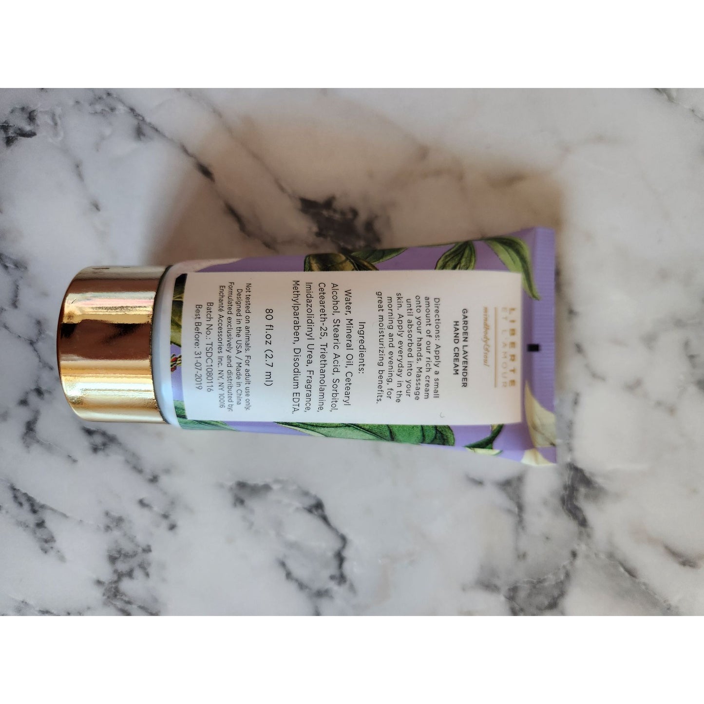 Liberte Et LAmour Garden Lavender Hand Cream Calming Floral Scent Moisturizer