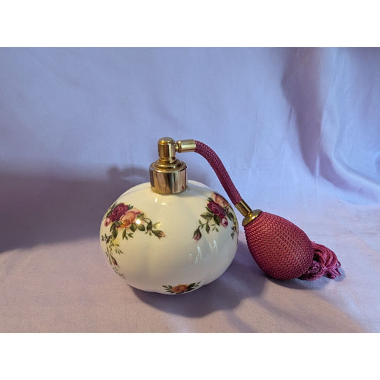 Vintage Royal Albert Old Country Roses Bone China Perfume Atomizer Floral Design