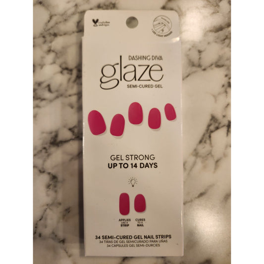 Dashing Diva Glaze Semi-Cured Gel Nail Strips Magenta Madness 34 Strips