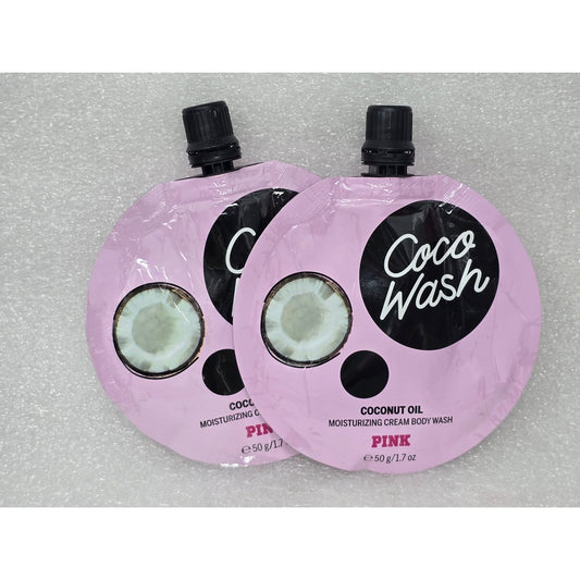 Lot 2 Victoria's Secret Coco Wash Coconut Oil Moisturizing Cream Body Wash Pink